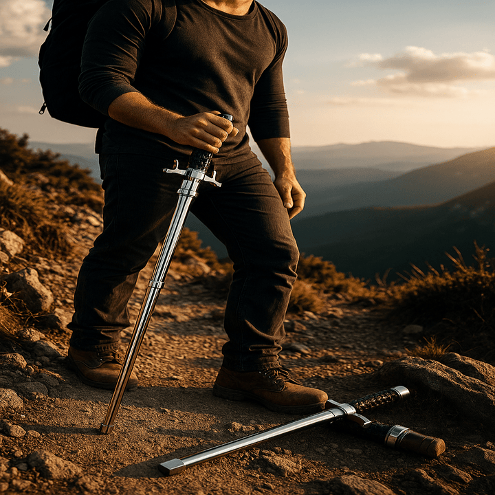 TerraGrip | Regulowany i wytrzymały kij trekkingowy ze stopu metalu z antypoślizgowym uchwytem