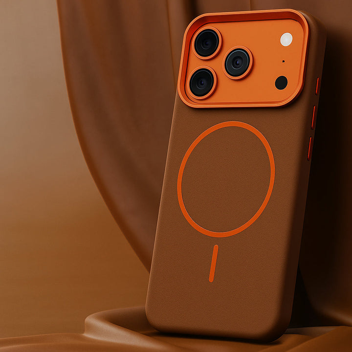 Etui na telefon ze skórzaną fakturą do iPhone 17 – kompatybilne z MagSafe