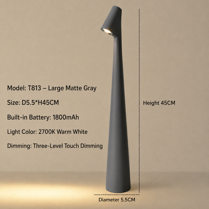 Bezprzewodowa designerska lampa stołowa LED z 3-stopniowym ściemnianiem dotykowym