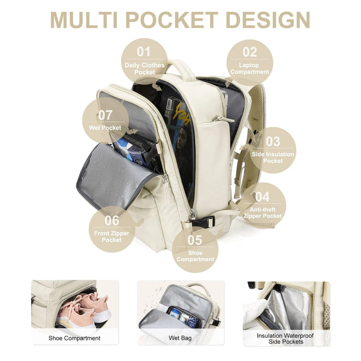 Wielofunkcyjny damski plecak 35 l z portem USB