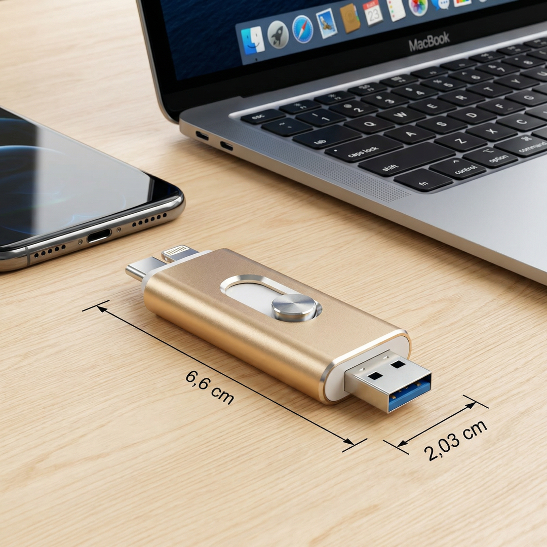 Pendrive 3 w 1 | USB 3.0 high-speed z adapterem Typ-C i OTG