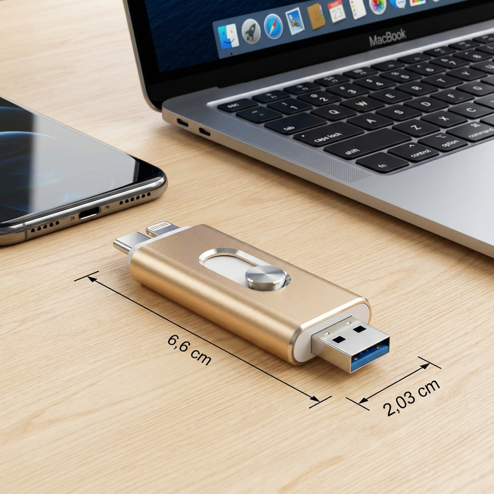 Pendrive 3 w 1 | USB 3.0 high-speed z adapterem Typ-C i OTG