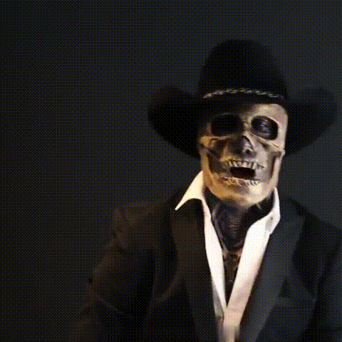 Uniseks maska szkieletu z kapeluszem na Halloween