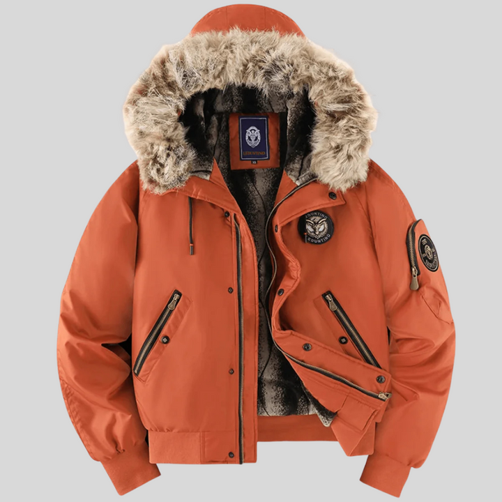 Padded Bomber Jacket z futrzanym kapturem