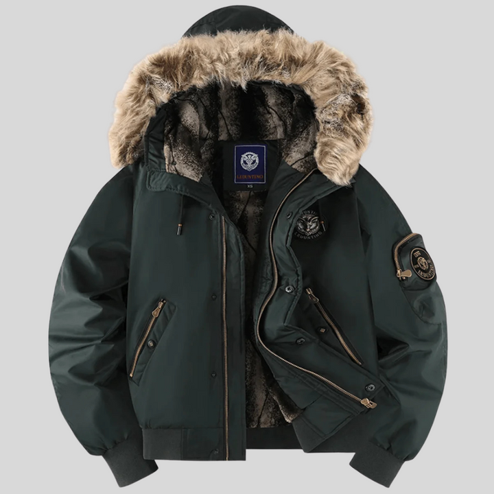 Padded Bomber Jacket z kapturem z sztucznego futra
