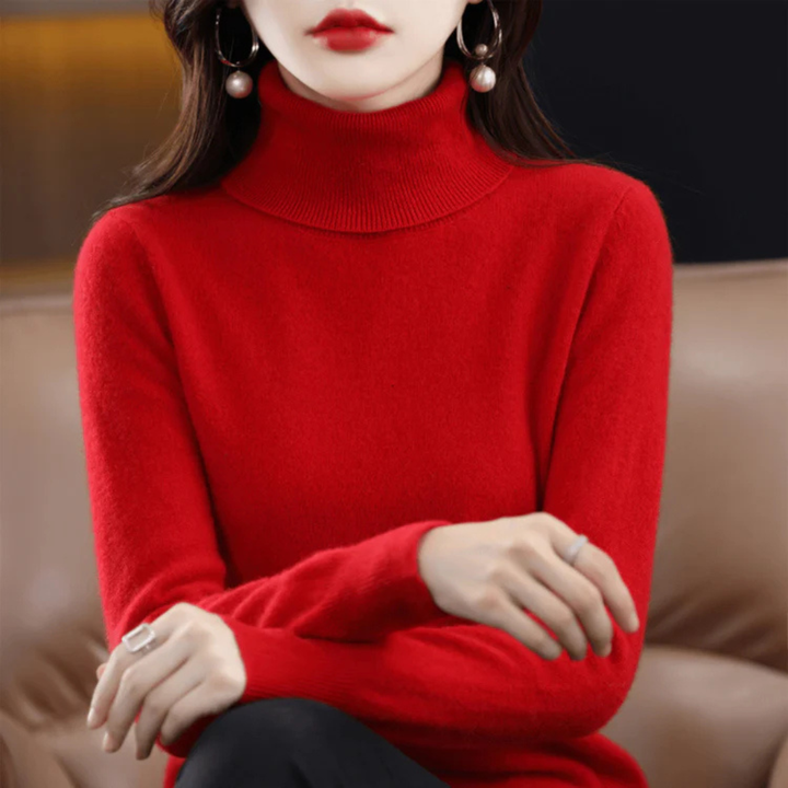 Sweter z golfem o drobnym splocie dla kobiet