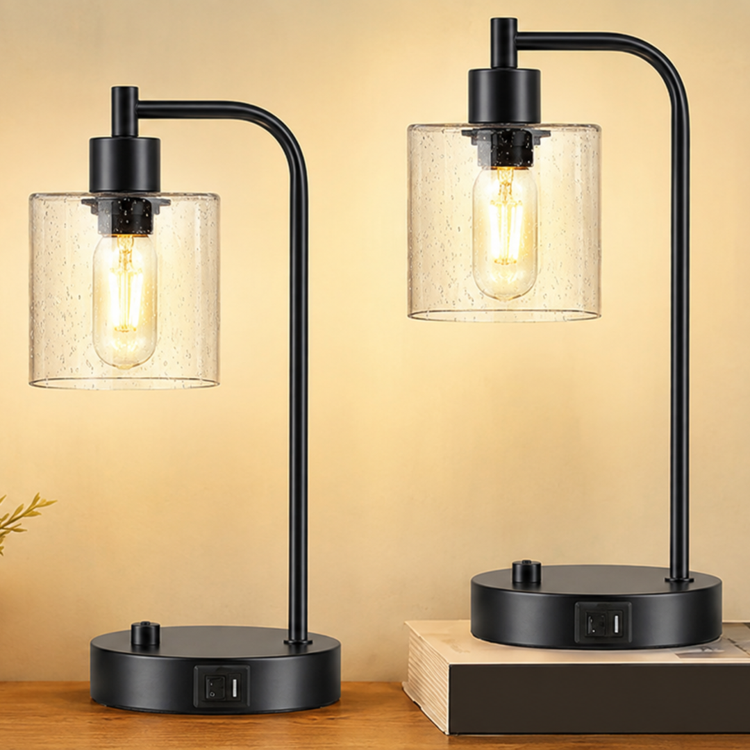 Zestaw Przemysłowych Lamp Stołowych - Ściemnialne z Portami Ładowania