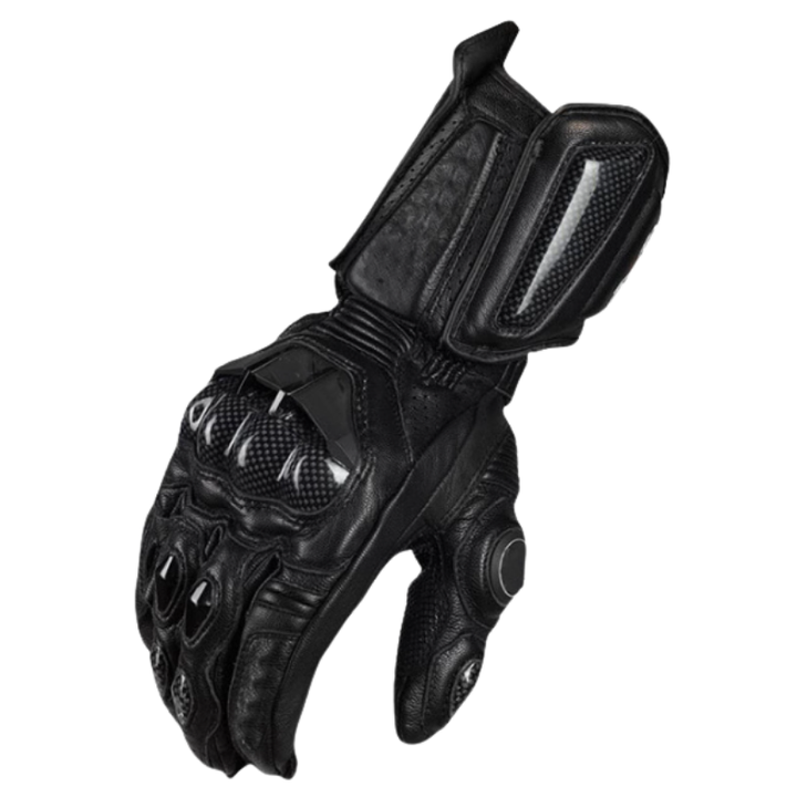 Rękawice motocyklowe RidePro Carbon | Wodoodporne i wiatroszczelne | Kompatybilne z ekranami dotykowymi | Ochraniacze z prawdziwej skóry | Na lato i zimę