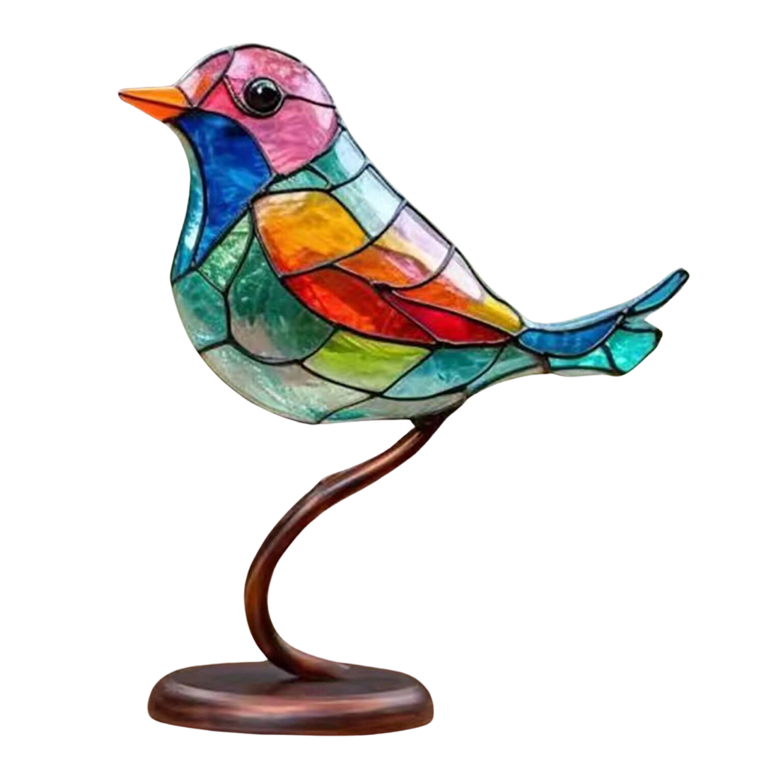 Kolorowe ptaki na gałęzi, figurka dekoracyjna - ColorBirds