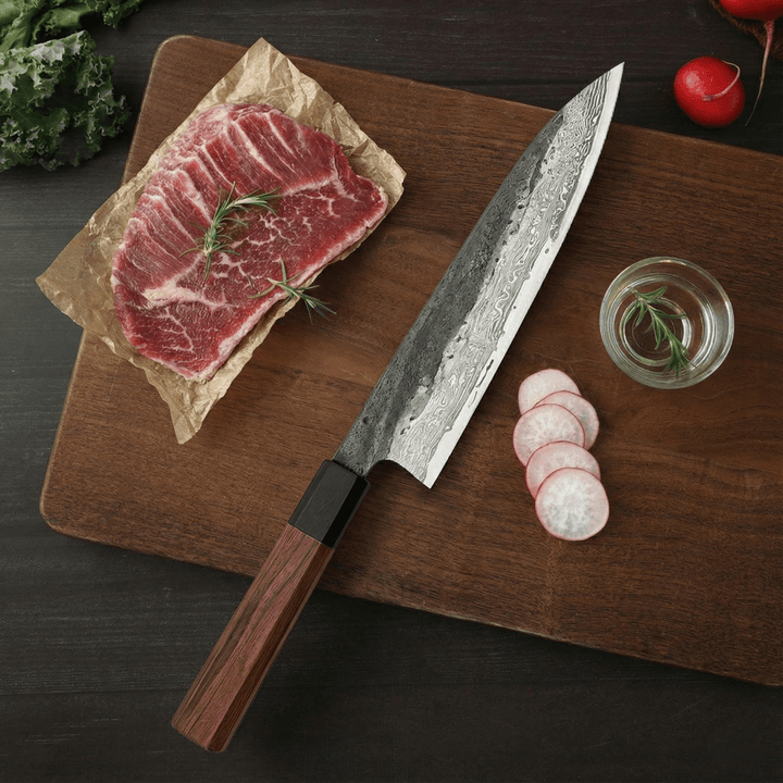 Nóż kiritsuke, ostrze ze stali nierdzewnej, rękojeść z drewna żelaznego, 8,5 cala