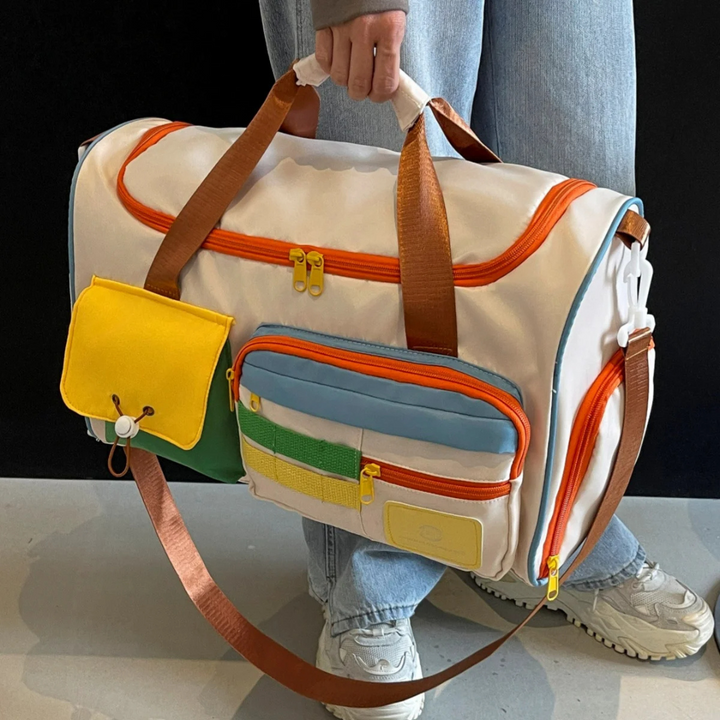 Lekka torba podróżna w kolorowe bloki - FlexaBag