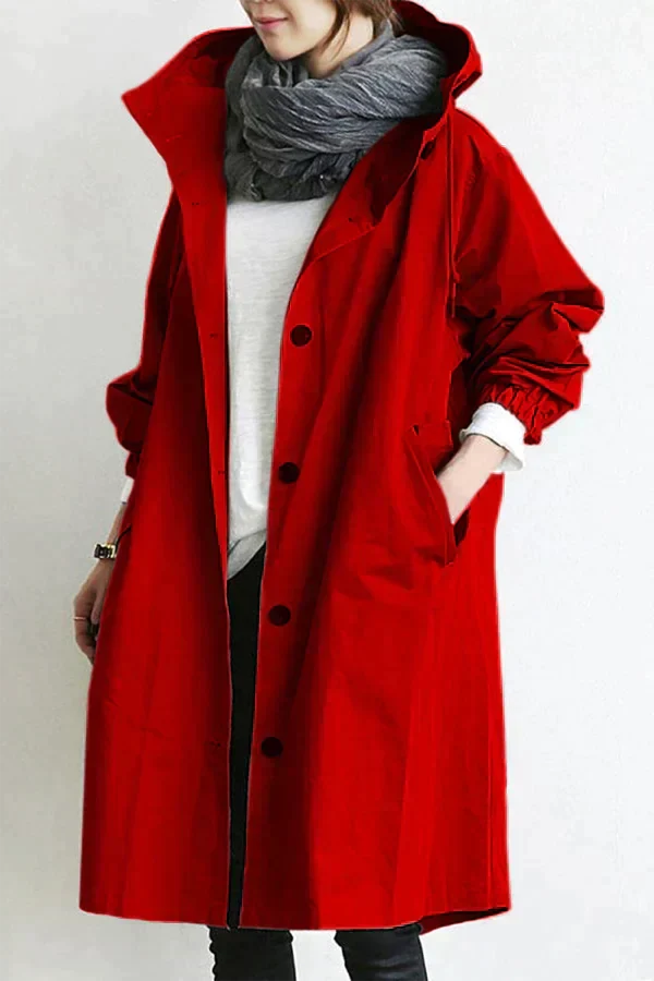 Wodoodporny trencz oversize z kapturem