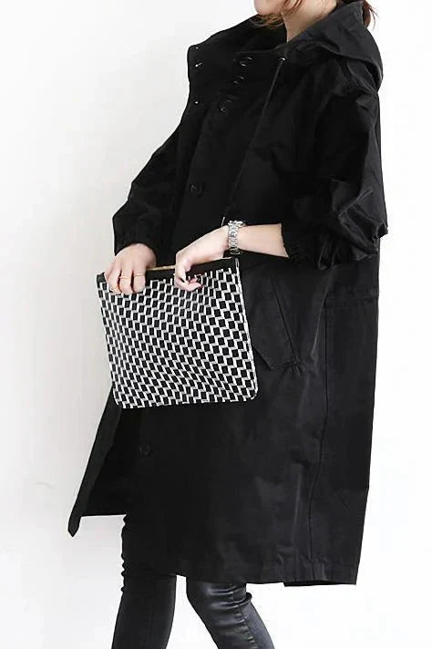 Wodoodporny trencz oversize z kapturem