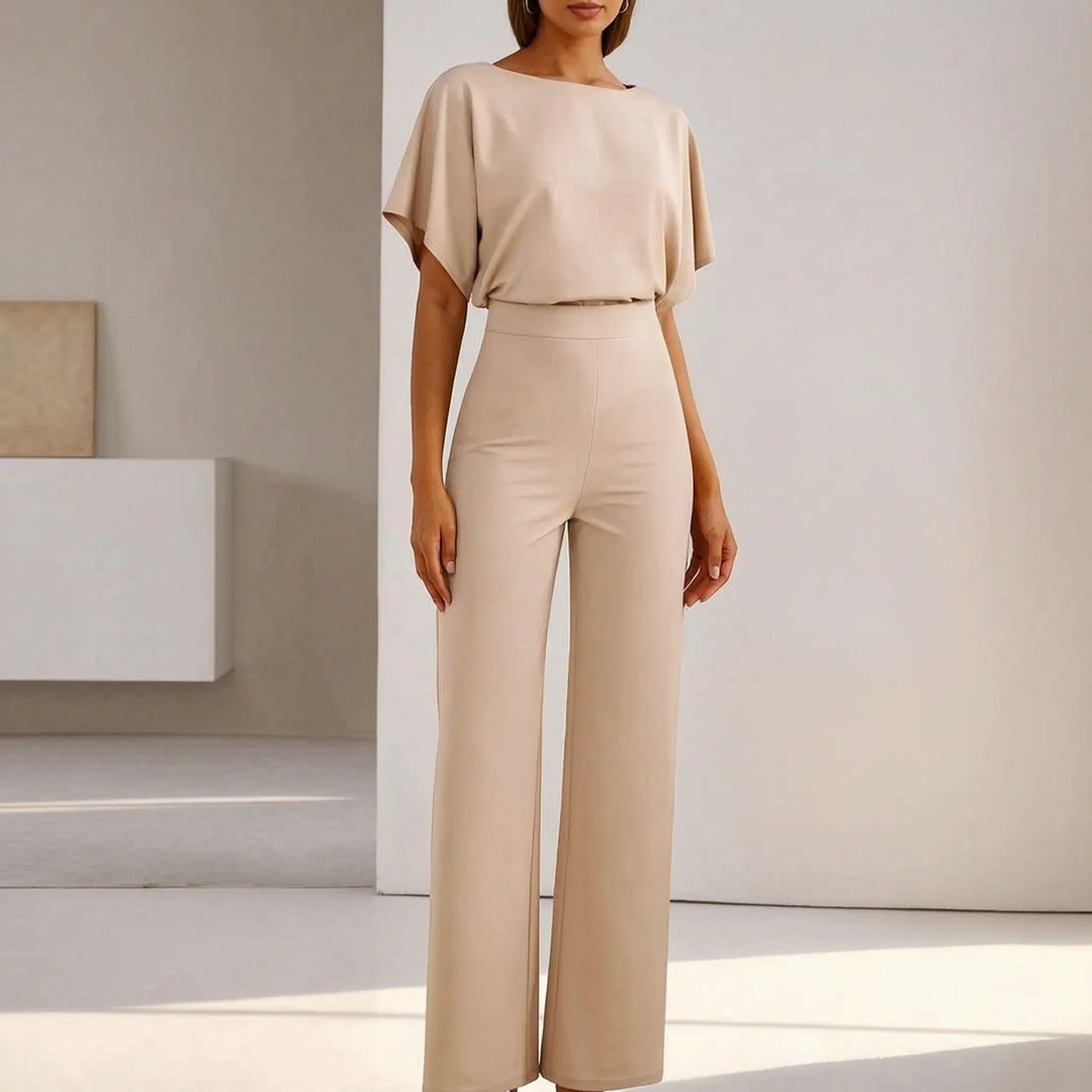 VelviqueWide-Leg Short-Sleeve Jumpsuit