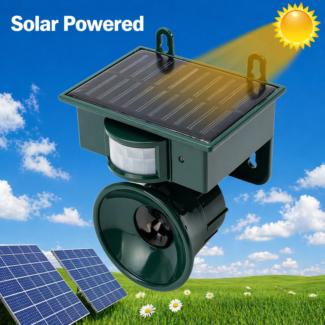 Odstraszacz ptaków | solarny czujnik ruchu | przyjazne zwierzętom odgłosy sokoła