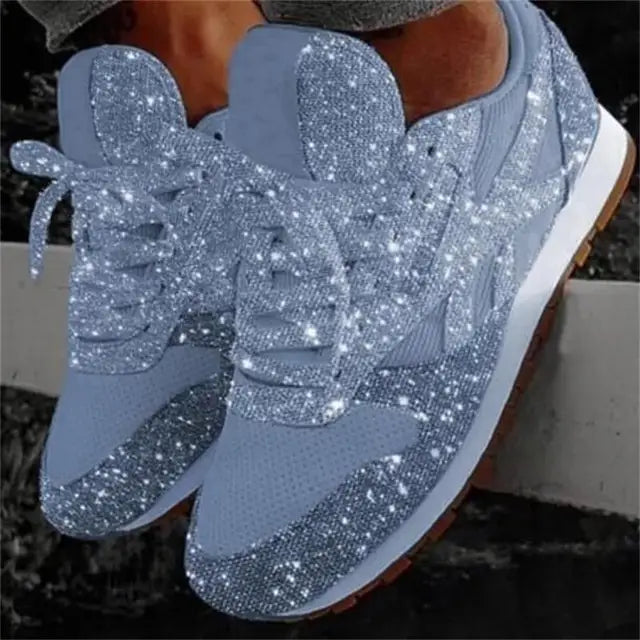Brokatowe sneakersy damskie ze sportowym komfortem - Leona