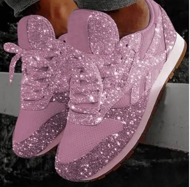 Brokatowe sneakersy damskie ze sportowym komfortem - Leona