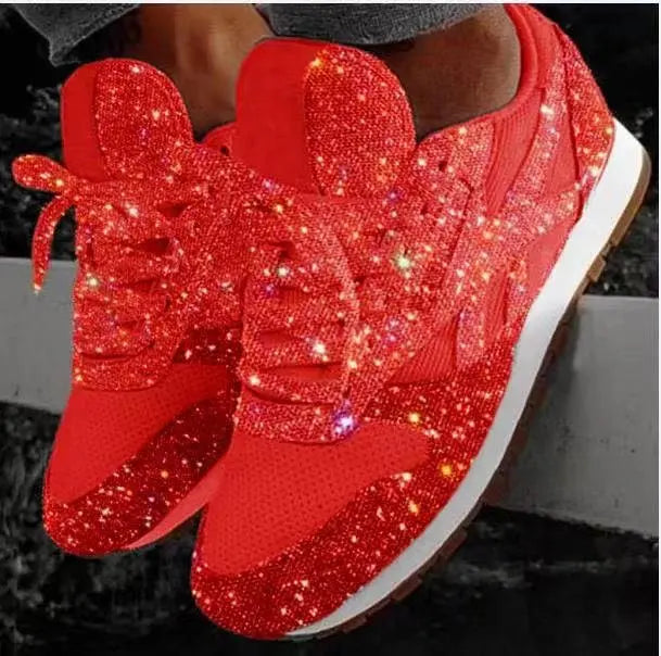 Brokatowe sneakersy damskie ze sportowym komfortem - Leona