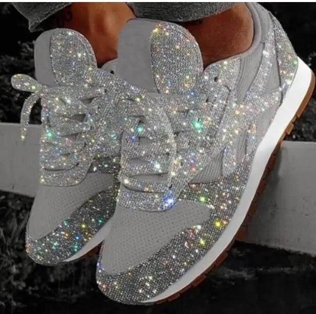 Brokatowe sneakersy damskie ze sportowym komfortem - Leona