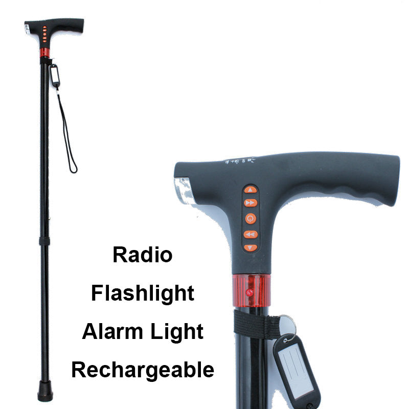Inteligentna laska do chodzenia | Alarm radiowy awaryjny z lampką LED | Regulowana