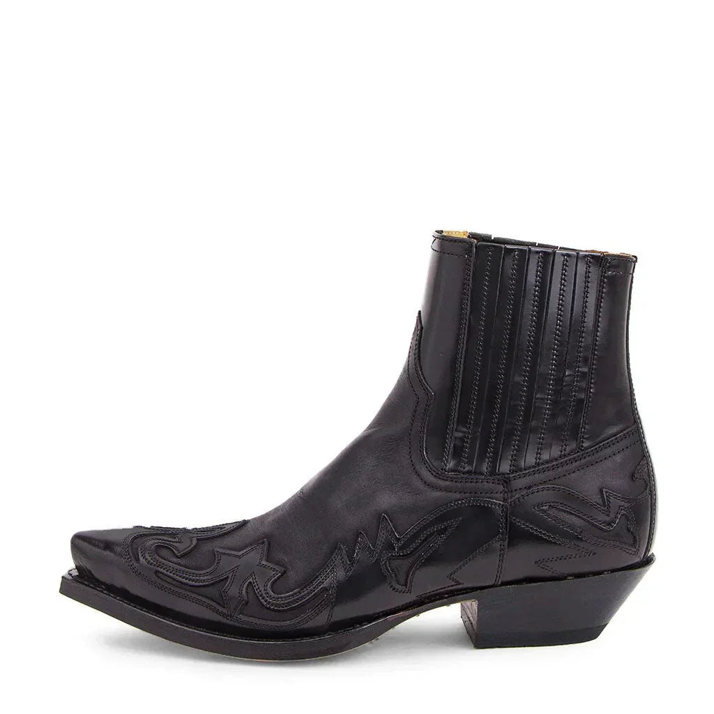 Buty męskie kowbojki skórzane za kostkę na obcasie