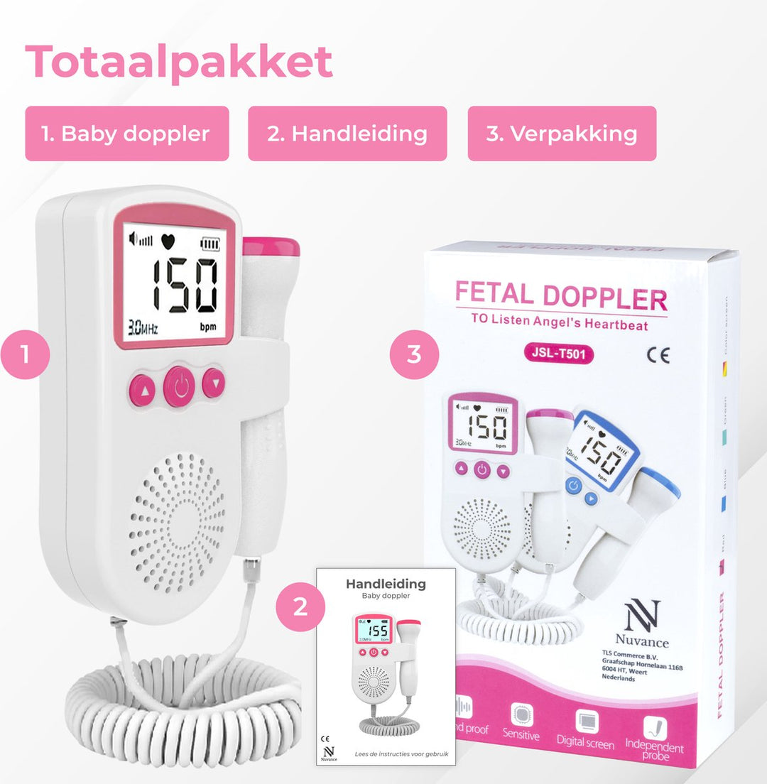 Monitor tętna płodu Doppler dla kobiet w ciąży z technologią ultradźwiękową i ekranem LCD