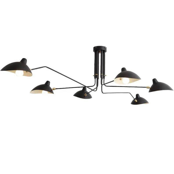 Czarna lampa sufitowa z obrotowymi ramionami – nowoczesny design