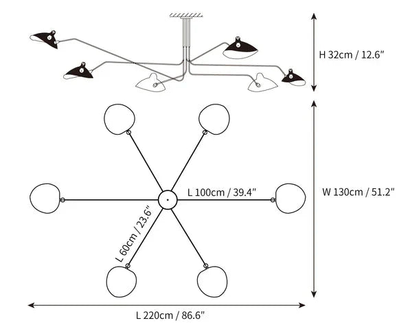 Czarna lampa sufitowa z obrotowymi ramionami – nowoczesny design