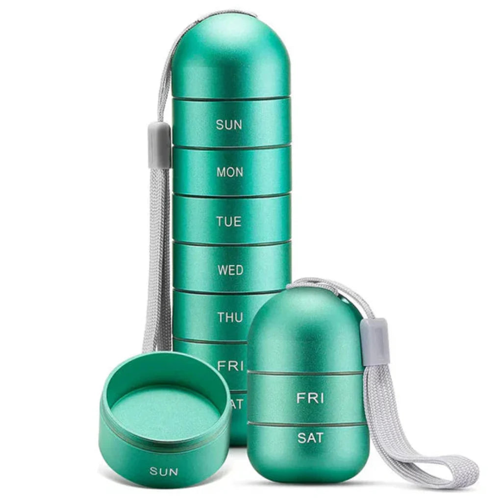 Aluminiowy 7-dniowy przenośny organizator tabletek