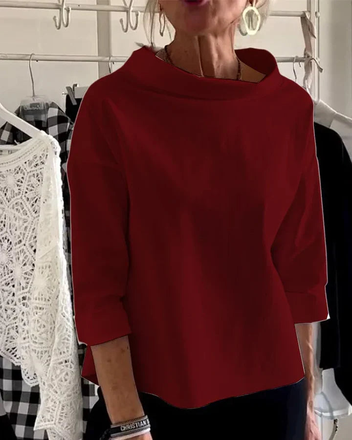 Casual Top z Szerokimi Rewersami i Polówką dla Stylowego Wyglądu