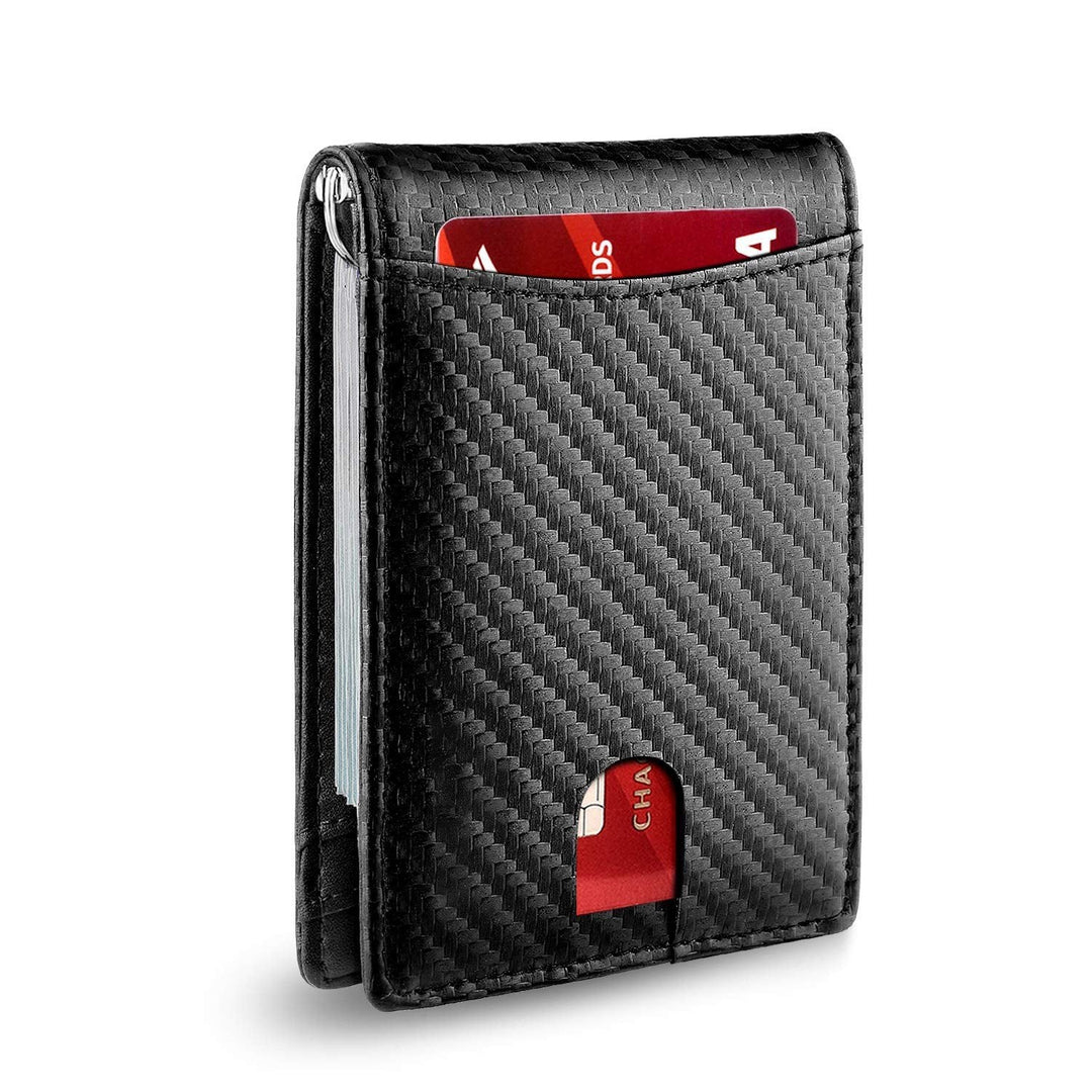 Slim portfel RFID męski | Etui na karty ze skóry | Czarny