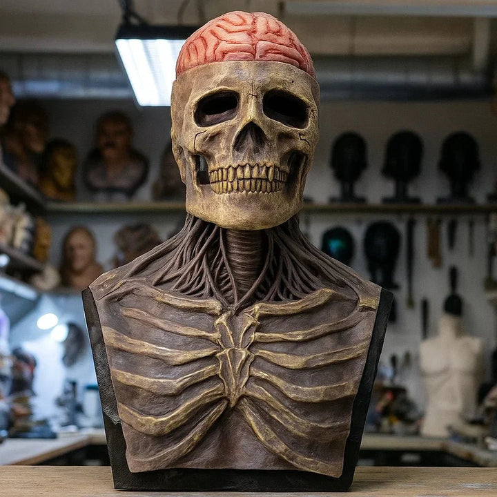 GRAVEFACE – realistyczna maska szkieletu z kapeluszem na ostateczny kostium na Halloween