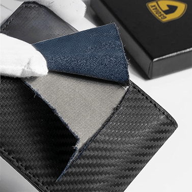 Slim portfel RFID męski | Etui na karty ze skóry | Czarny