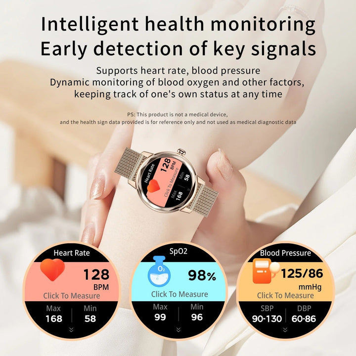 Smartwatch damski Smart Gold – luksusowy zegarek sportowy ze stali nierdzewnej