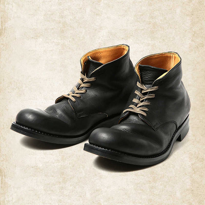 Męskie retro skórzane sznurowane buty z antypoślizgową podeszwą