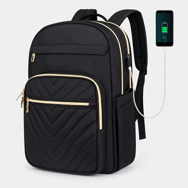 Stylowy plecak technologiczny damski – USB i 15,6" – Carriro