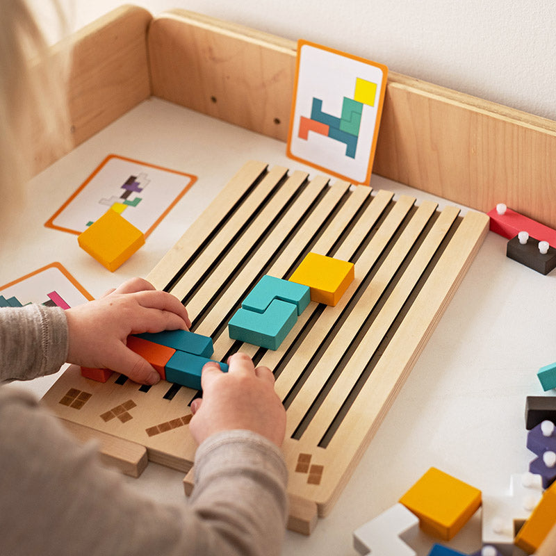 Drewniane puzzle układanka Tetris Montessori – zabawka edukacyjna