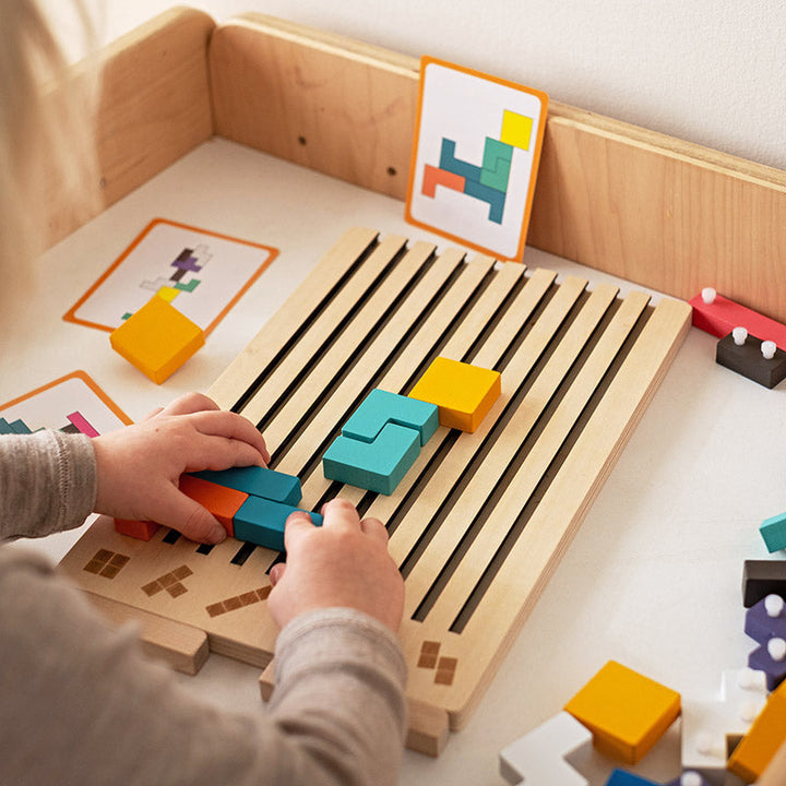 Drewniane puzzle układanka Tetris Montessori – zabawka edukacyjna