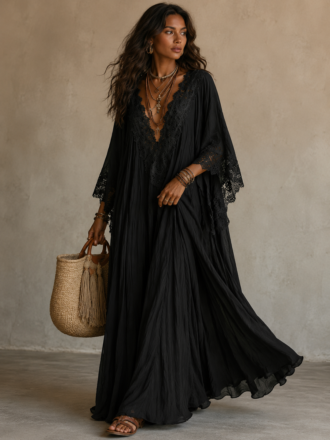 Liora™ | Sukienka w stylu boho z koronką maskująca brzuch