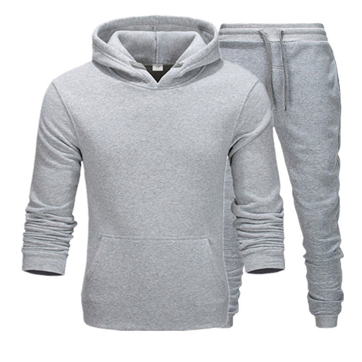Męski Zimowy Komplet Dresowy Z Kapturem I Aksamitnymi Spodniami Typu Jogger