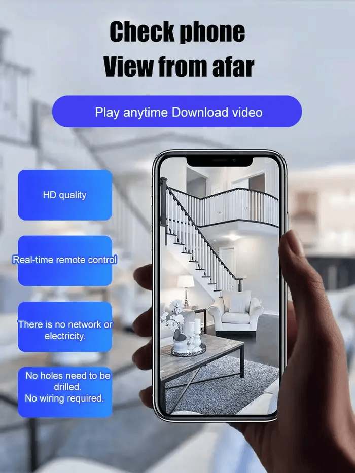 Mini kamera bezpieczeństwa WiFi 1080P HD – nagrywa obraz i dźwięk.