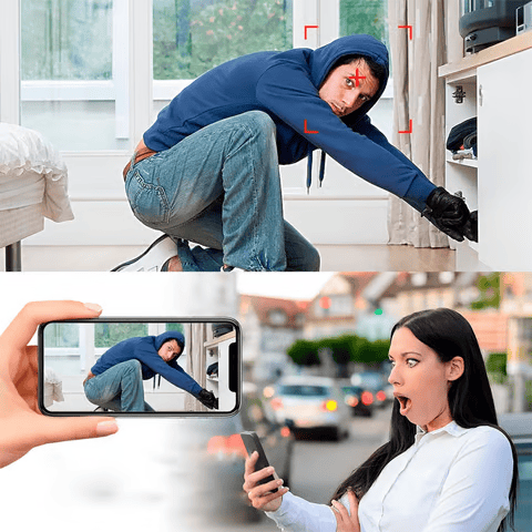 Mini kamera bezpieczeństwa WiFi 1080P HD – nagrywa obraz i dźwięk.