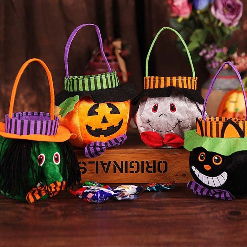 Urocza Halloweenowa Torba na Cukierki Wzór Dyni Przenośna Torebka Rekwizyt Cosplay Koszyk Prezentowy dla Dzieci — zdjęcie 1