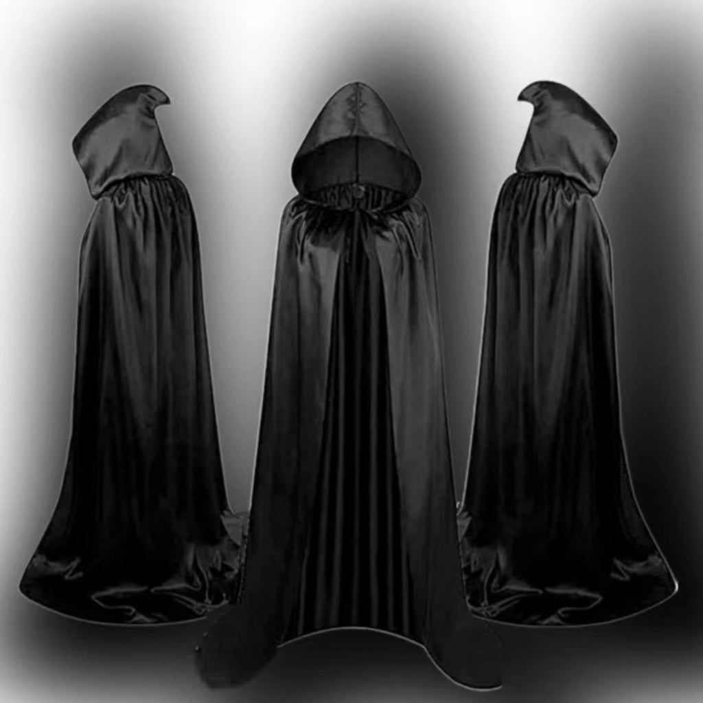 Halloweenowe Kostiumy Peleryna Czarodzieja dla Dzieci Peleryny z Kapturem Czarna Dekoracja Imprezowa — zdjęcie 3