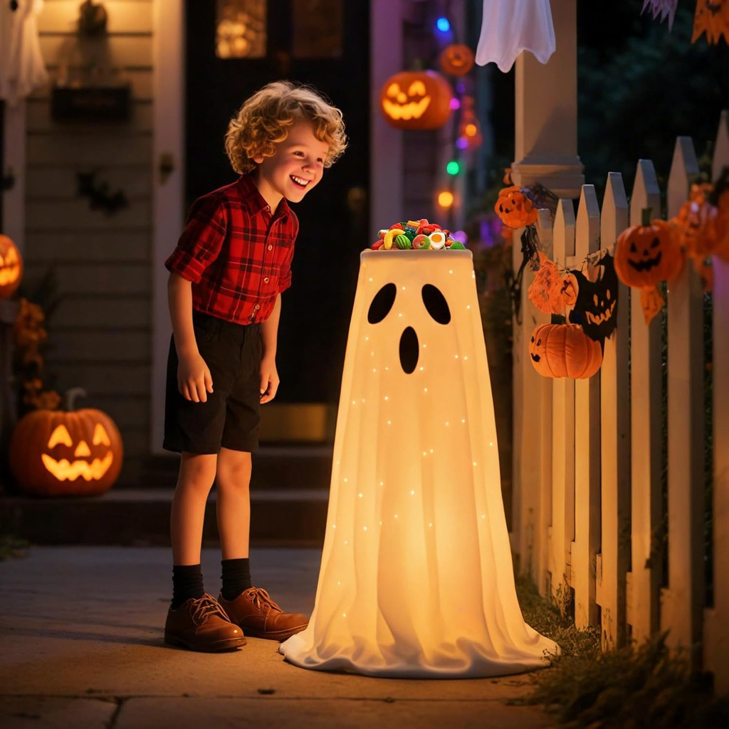 Halloweenowy Stojak na Miskę z Cukierkami w Kształcie Ducha — zdjęcie 1