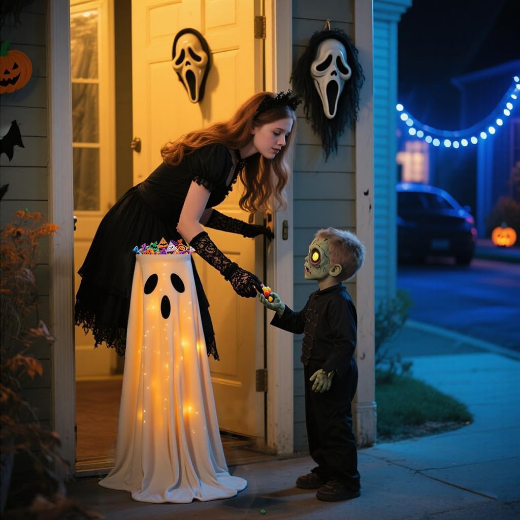 Halloweenowy Stojak na Miskę z Cukierkami w Kształcie Ducha — zdjęcie 3