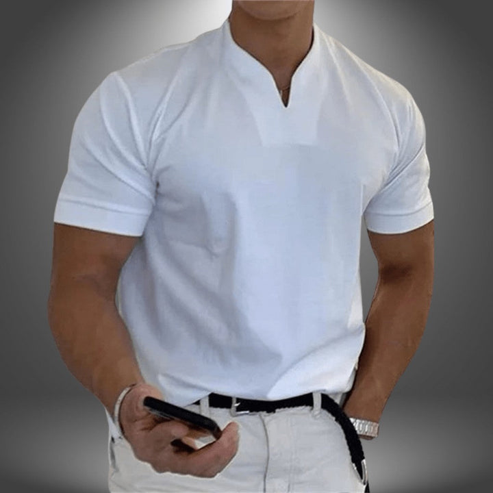Archer | Gładki Codzienny T-shirt Męski w Serek — zdjęcie 1