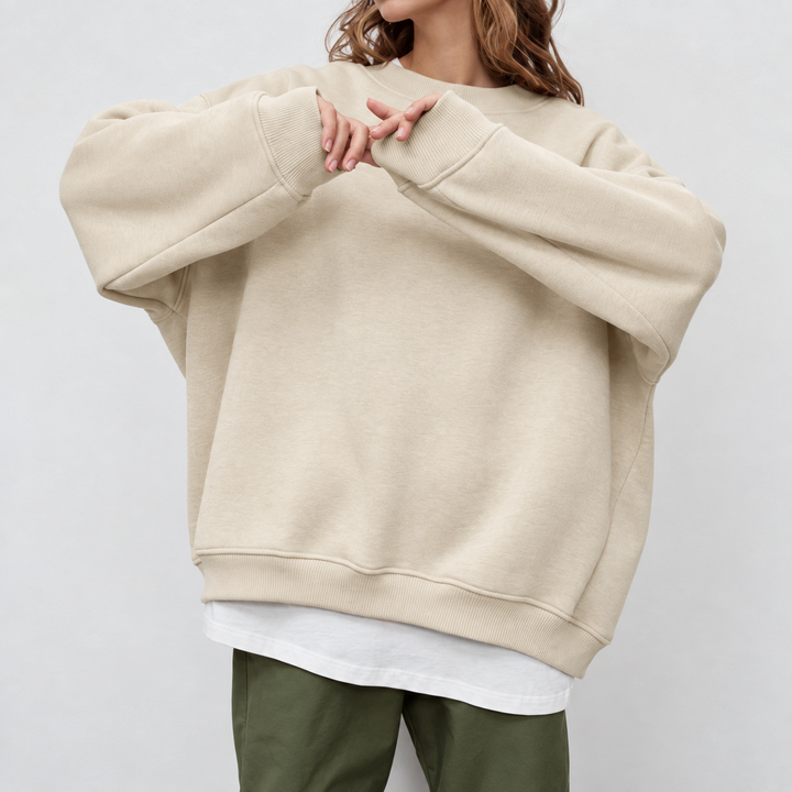 Damska bluza oversize – bawełna, casualowa z okrągłym dekoltem na wygodne codzienne stylizacje