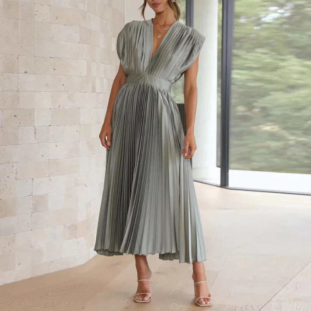 Nowoczesna Sukienka V-Neck Bez Rękawów dla Kobiet – Chic Styl Dzienny do Wieczornego