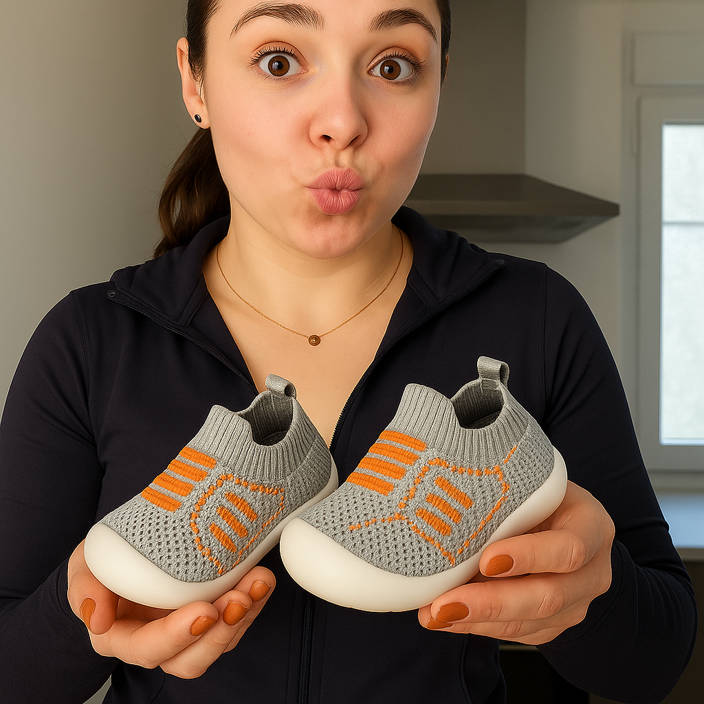Buciki dla niemowląt z dopasowanym elastycznym wykończeniem, antypoślizgowymi podeszwami i oddychającą siateczką, wiek 0-4